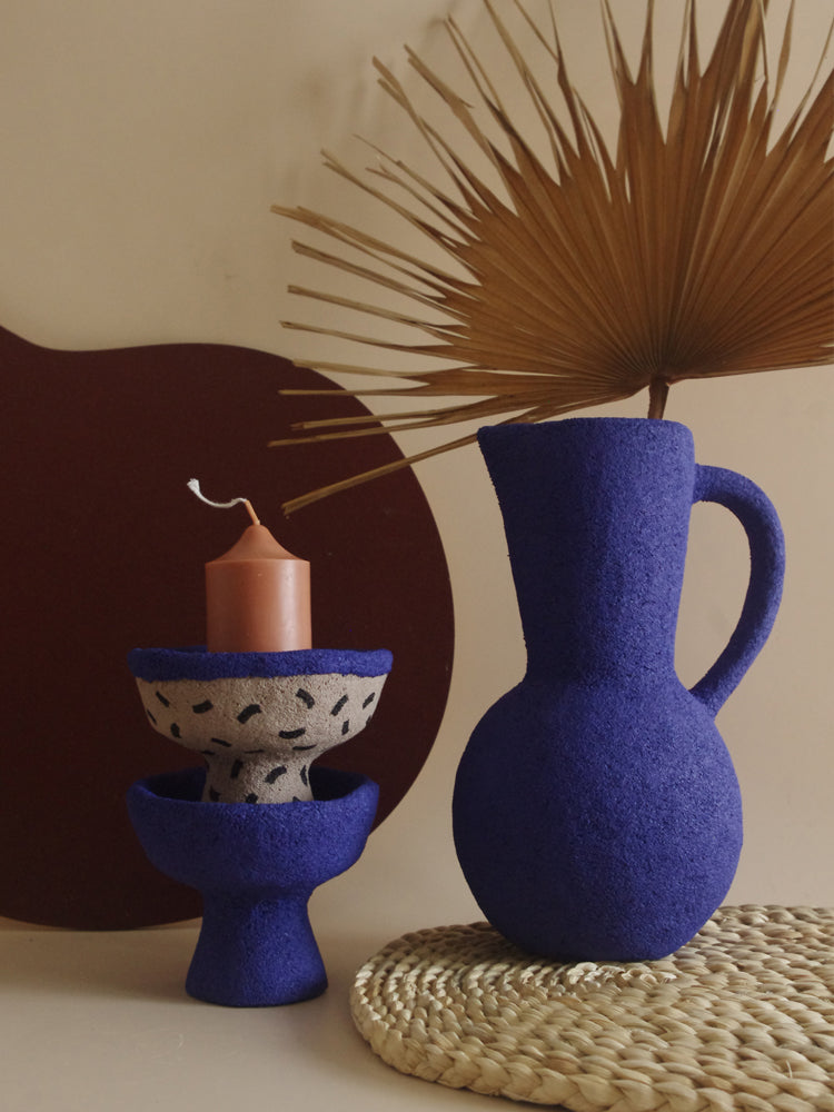 Hand-Painted Rustic Ceramic Candle Holder-4