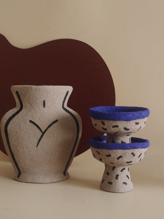 Hand-Painted Rustic Ceramic Candle Holder-0